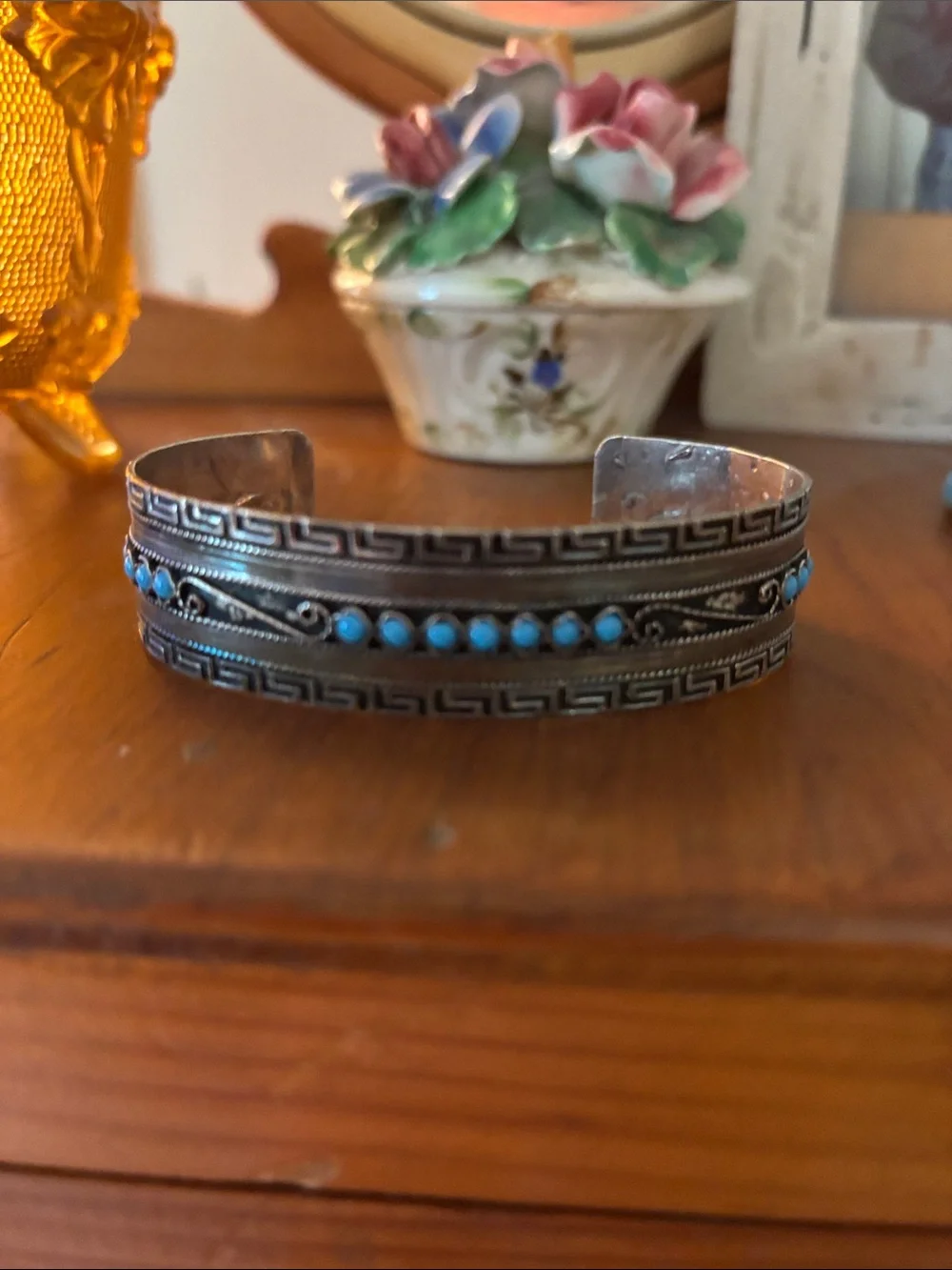 Sterling Silver Turquoise Accent Cuff Bracelet - Women Jewelry